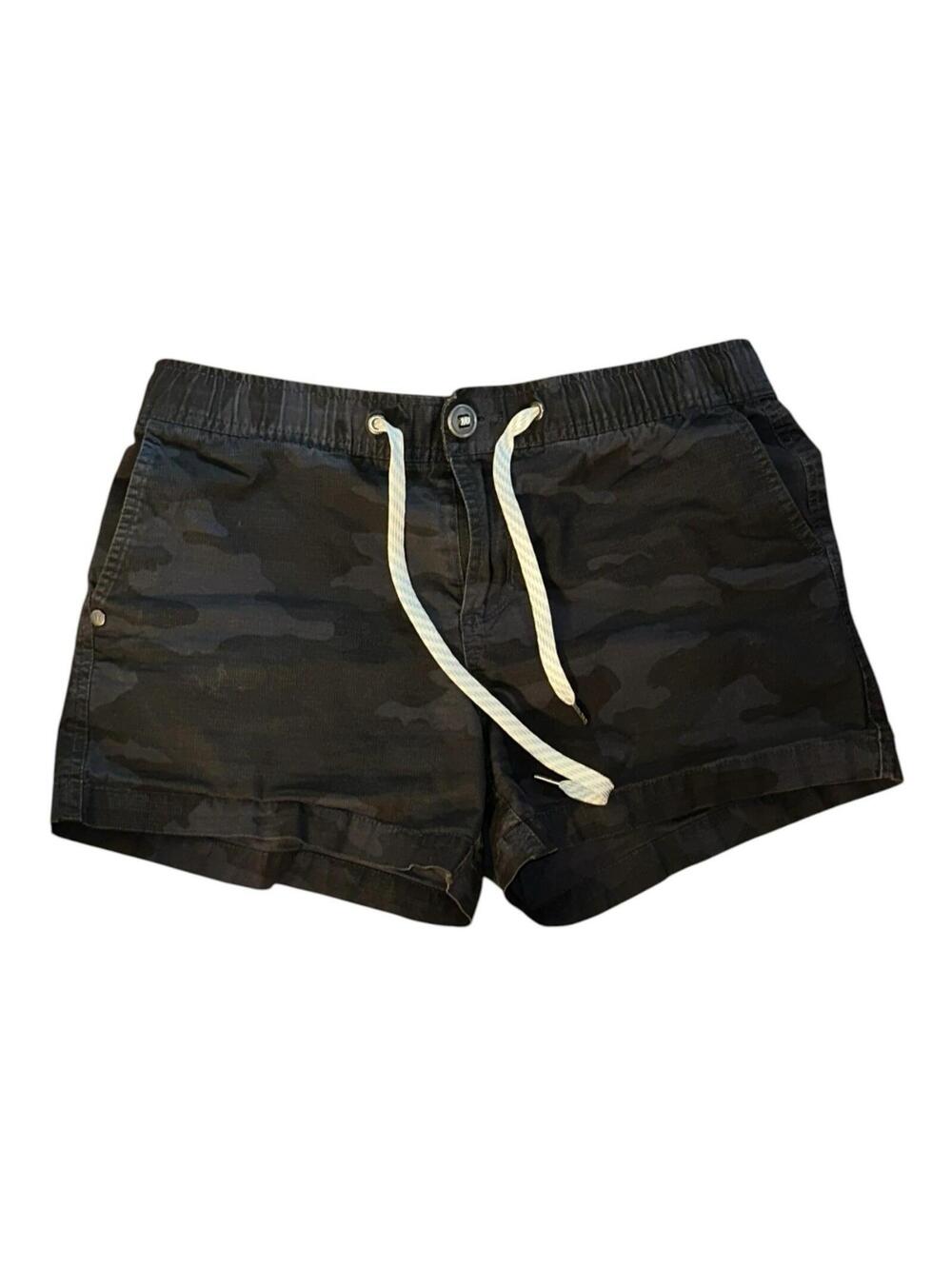 Vuori Shorts Womens Small Black Gray Camo Ripstop Travel Hiking Casual Trail